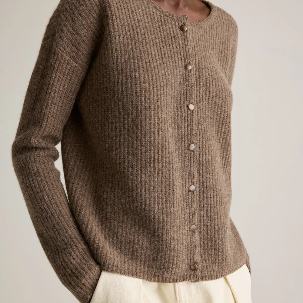 Quince Taupe Ribbed Cardigan